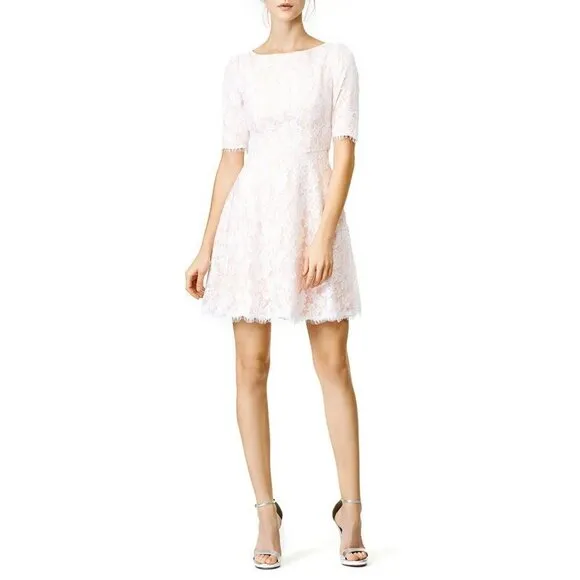 Monique Lhuillier Ivory Blushing Envy Lace Dress $495