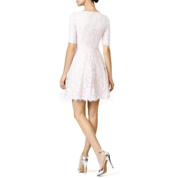 Monique Lhuillier Ivory Blushing Envy Lace Dress $495