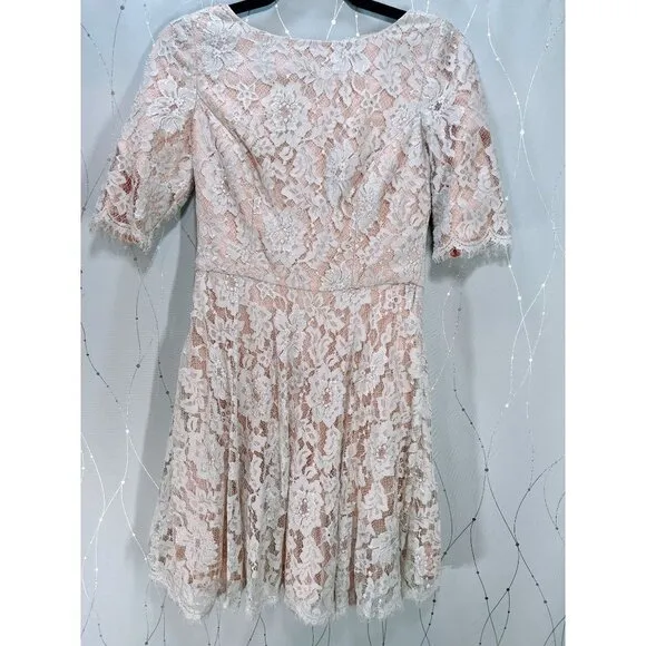 Monique Lhuillier Ivory Blushing Envy Lace Dress $495