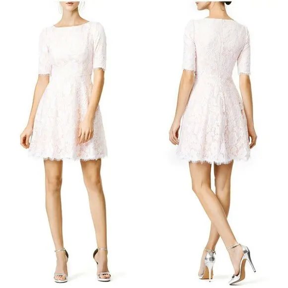 Monique Lhuillier Ivory Blushing Envy Lace Dress $495