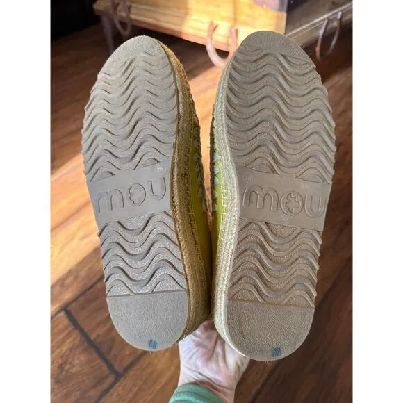 Mou Yellow Suede Leather Cloth Lined Boho Booties 36