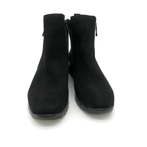Munro Boots Ashcroft Nubuck Black Ankle Bootie Double Side Zip Women's 9M