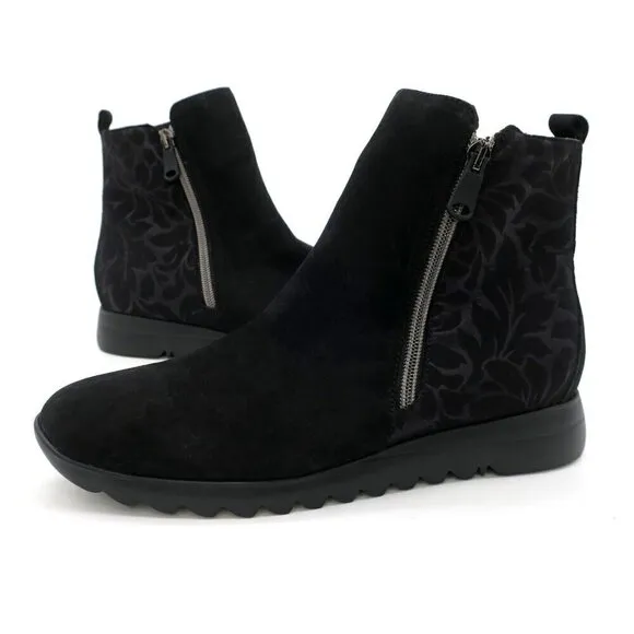 Munro Boots Ashcroft Nubuck Black Ankle Bootie Double Side Zip Women's 9M