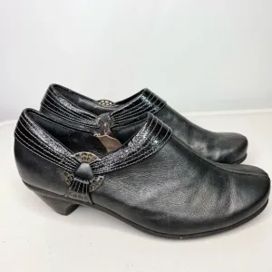 Naot Ankle Boots Womens 41 Black Medallion Accent Side Zip Almond Toe Leather