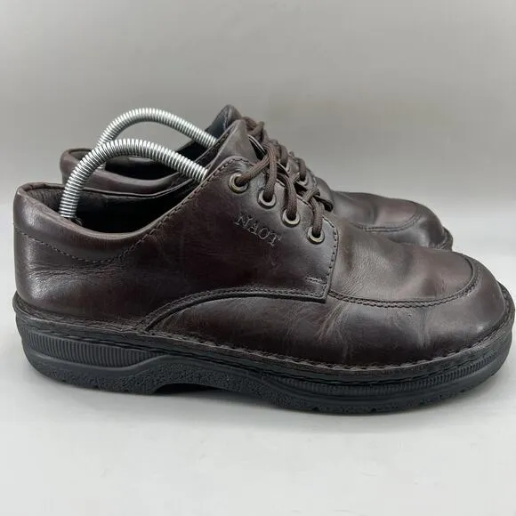 Naot Apron Round Toe Oxford Men Size 9 US, 43 EU Brown Leather Comfort Low Shoes