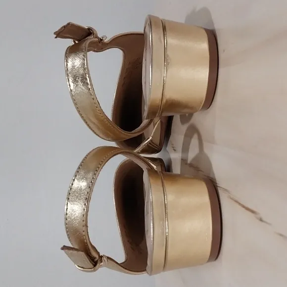 Naturalizer Banks Kitten Heel Shoes Size 7 Gold Leather Pointed Toe Slingback