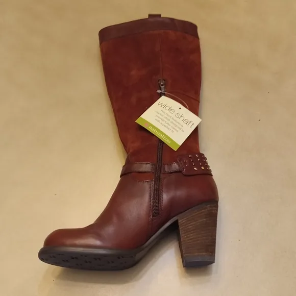Naturalizer Glassy Suede Leather Riding Boots Size 7W
