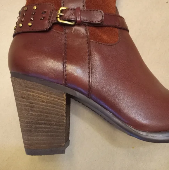 Naturalizer Glassy Suede Leather Riding Boots Size 7W