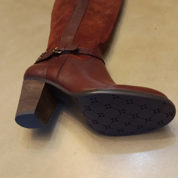 Naturalizer Glassy Suede Leather Riding Boots Size 7W