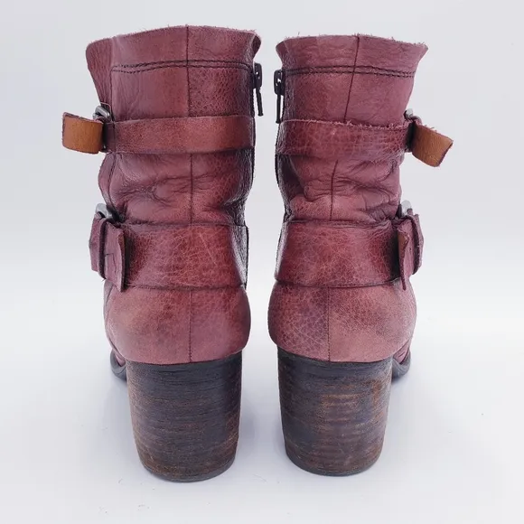 Naya Virtue Distressed Leather Ankle Boots Buckle Anthropologie Size 9.5