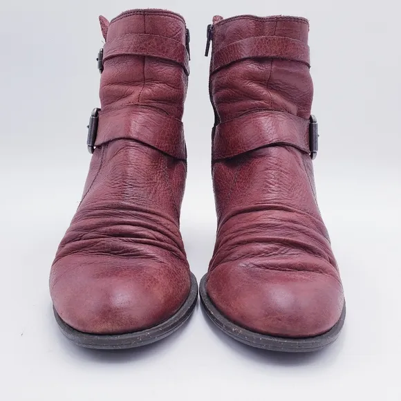 Naya Virtue Distressed Leather Ankle Boots Buckle Anthropologie Size 9.5