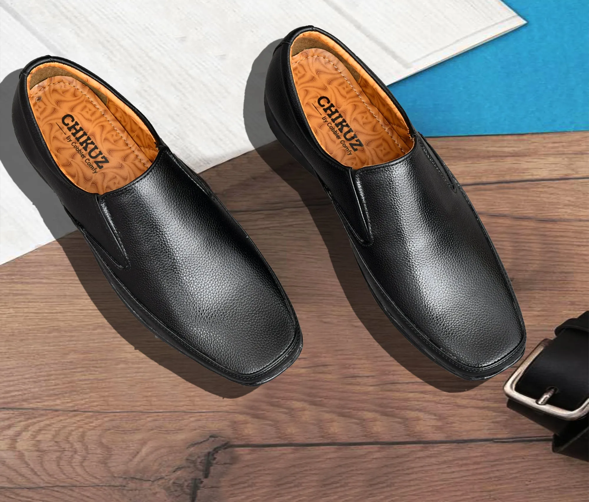 Neat Slit Clean Look Moccasins for Men  Black