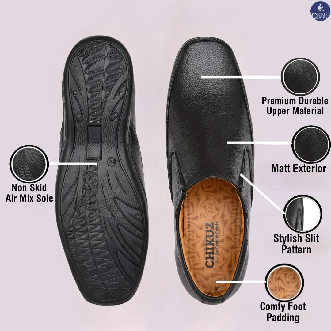 Neat Slit Clean Look Moccasins for Men  Black