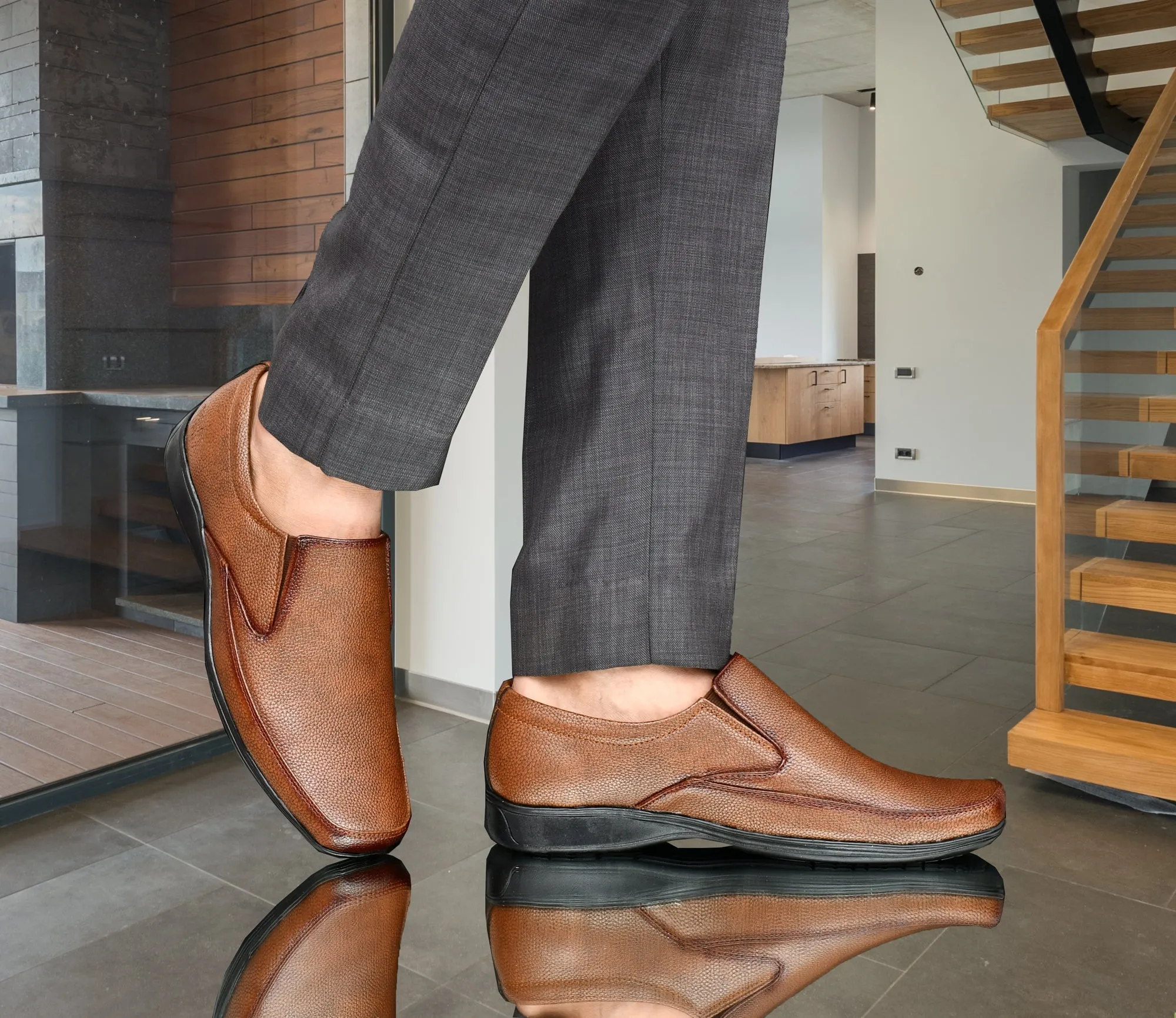 Neat Slit Clean Look Moccasins for Men  Tan