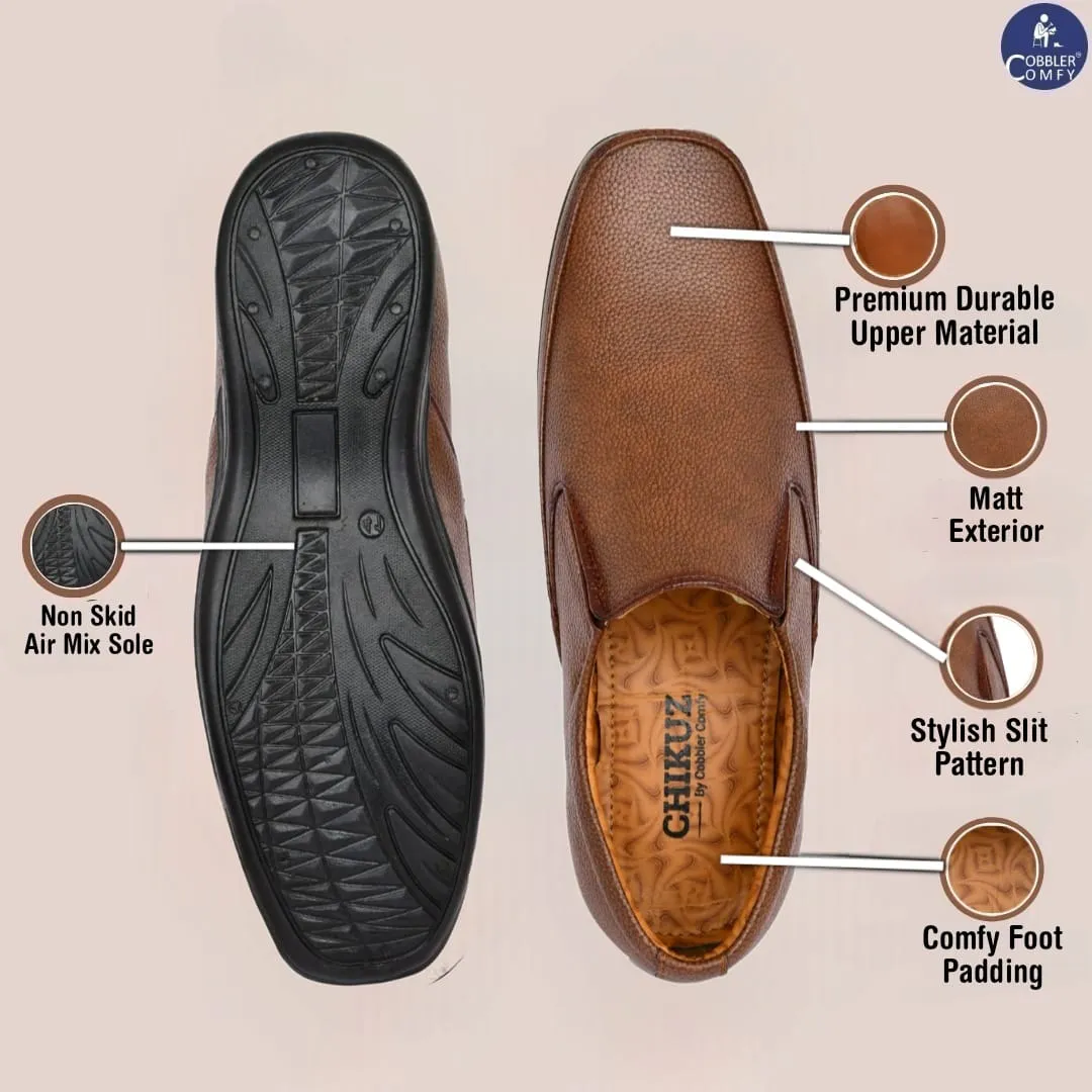 Neat Slit Clean Look Moccasins for Men  Tan