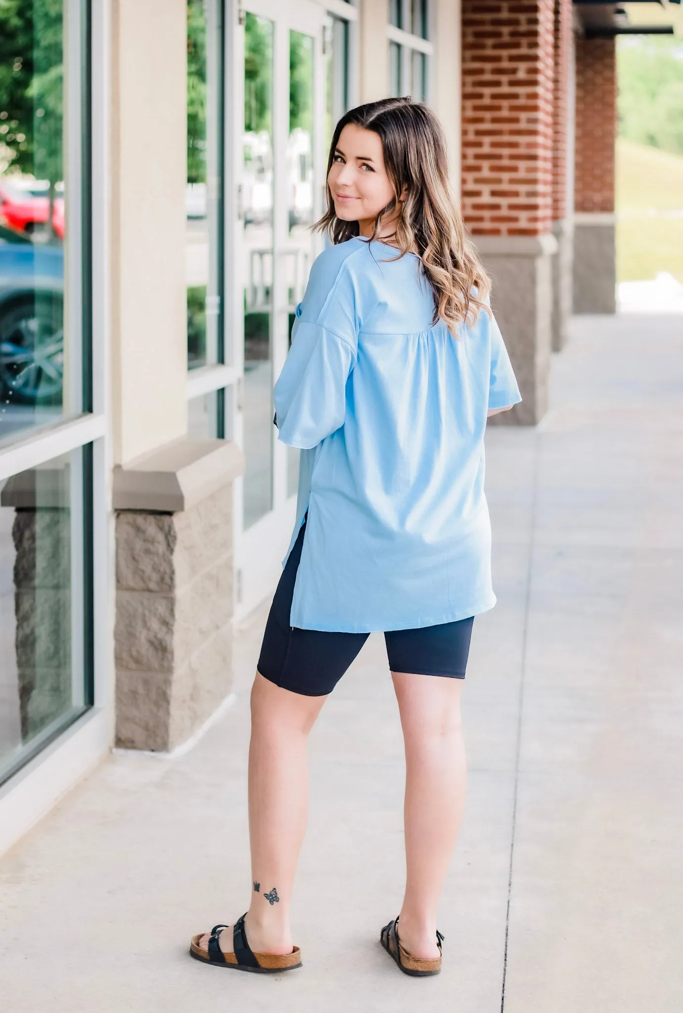 Need a Boyfriend Tee in Cream Blue