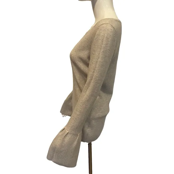 Neiman Marcus Christoper Fischer Boat Neck Gray Cashmere Sweater Bell Sleeve XS