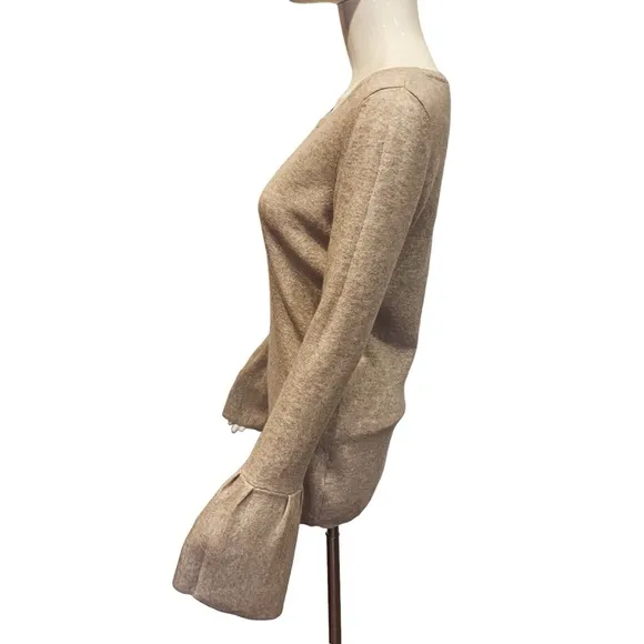 Neiman Marcus Christoper Fischer Boat Neck Gray Cashmere Sweater Bell Sleeve XS