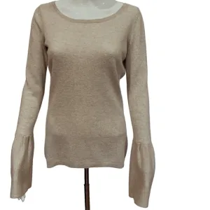 Neiman Marcus Christoper Fischer Boat Neck Gray Cashmere Sweater Bell Sleeve XS