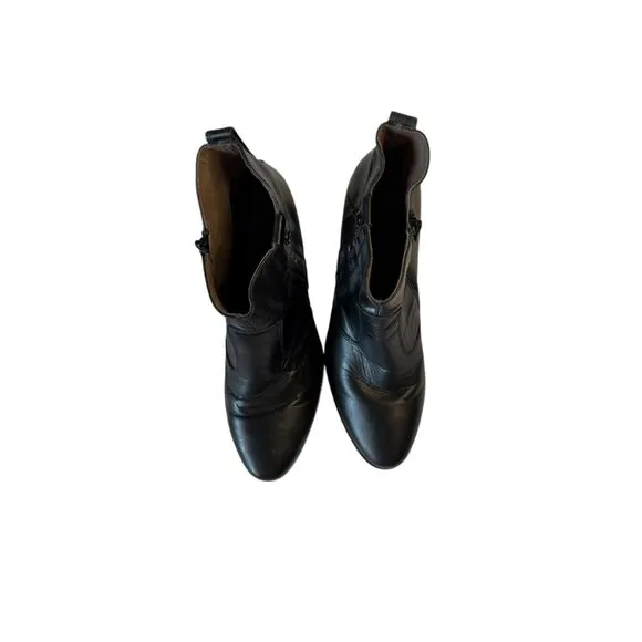Nero Giardini Black Leather Metal Studs Side Zip Chunky Rubber Platform Boots