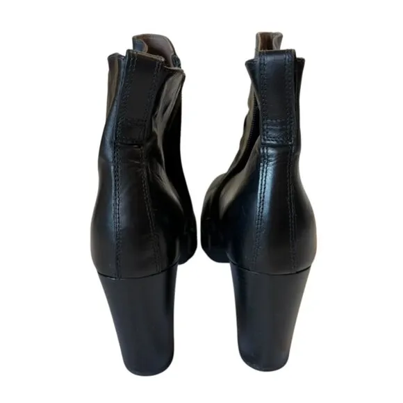 Nero Giardini Black Leather Metal Studs Side Zip Chunky Rubber Platform Boots