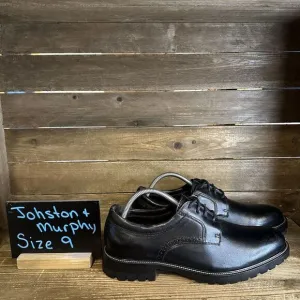 New‎ $145 Men's Johnston &amp; Murphy Brown Stratford Plain Toe Derby Shoes Size 9 M
