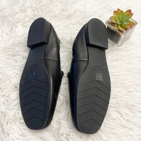 NEW $205 Eileen Fisher Sim Nappa Black leather loafers flats women size 5.5