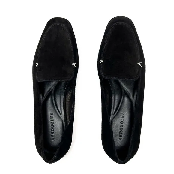New Aerosoles Neo Black Suede Flats Women’s Size 7.5 Shoes Loafers