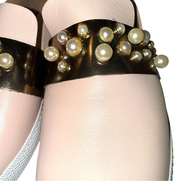 New ▶️ ALL BLACK ◀️  Pink Shimmer Pearl  Slip On Shoes. 38.5