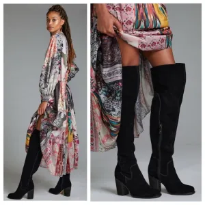 NEW Anthropologie Kelsi Dagger Brooklyn Logan Suede Over The Knee Boots Black