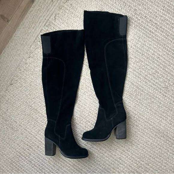 NEW Anthropologie Kelsi Dagger Brooklyn Logan Suede Over The Knee Boots Black
