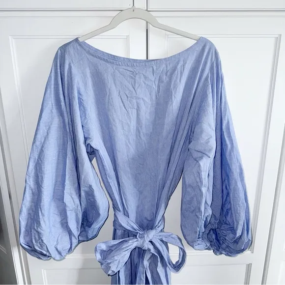New! Anthropologie Margo Baridon Chambray Maxi Dress Sz Large Lagenlook