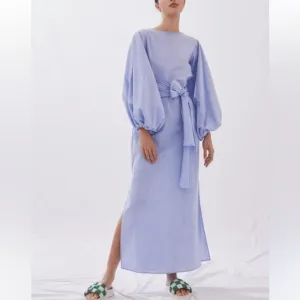New! Anthropologie Margo Baridon Chambray Maxi Dress Sz Large Lagenlook