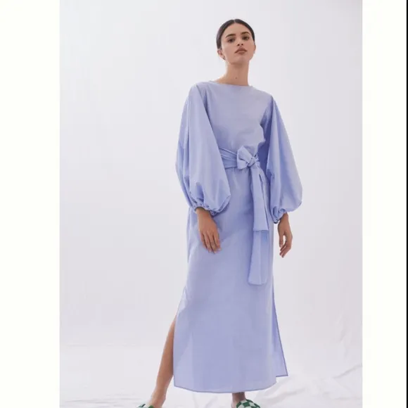 New! Anthropologie Margo Baridon Chambray Maxi Dress Sz Large Lagenlook