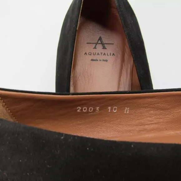 NEW AQUATALIA Womens Palina Dress Shoe Ballet Flats Black Suede Heel Size 10