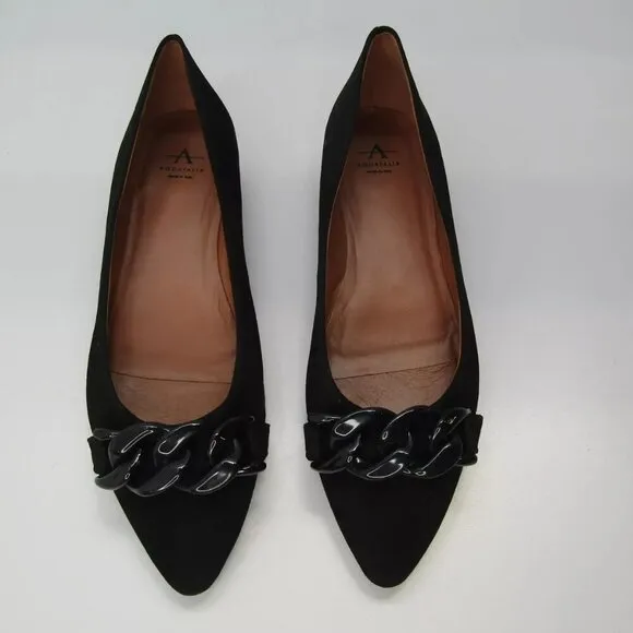 NEW AQUATALIA Womens Palina Dress Shoe Ballet Flats Black Suede Heel Size 10