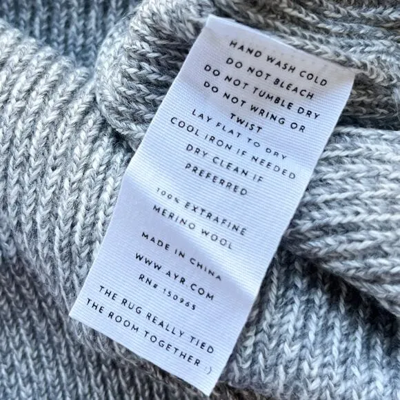 NEW AYR The Sloop Merino Wool Sweater Fuzzy RV Gray Heather Mens XL Minimalist