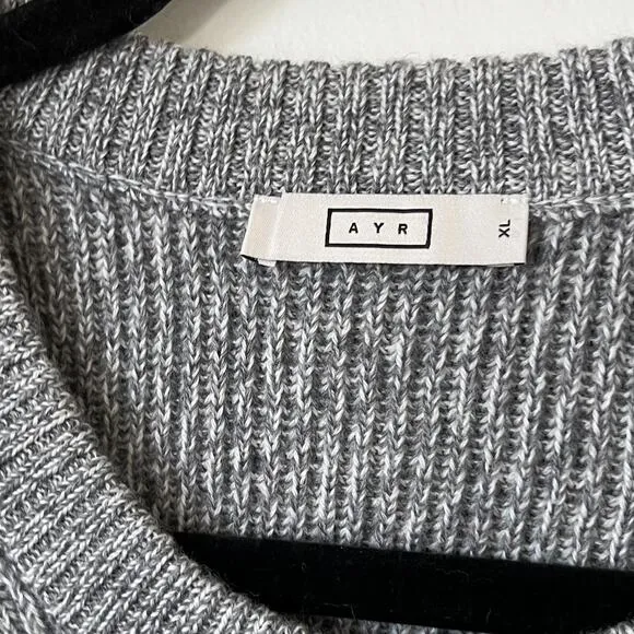 NEW AYR The Sloop Merino Wool Sweater Fuzzy RV Gray Heather Mens XL Minimalist