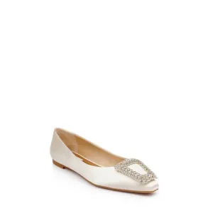 NEW BADGLEY MISCHKA women's emerie crystal buckle flats in ivrsat