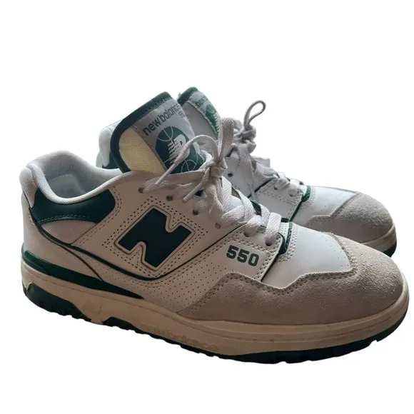 New Balance 550 Men's White and Green Sneakers