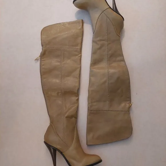 NEW BCBGMaxazaria Over the knee Tan Leather High Heel Boots Retail $595