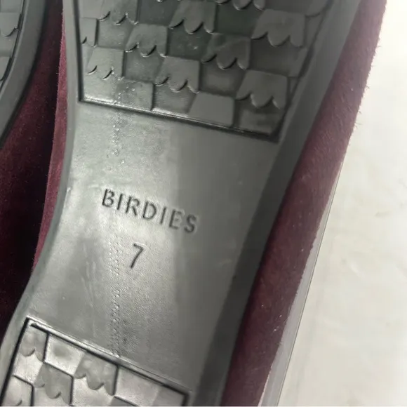 NEW Birdies Women’s The Goldfinch Suede Pointed Toe Elegant Burgundy Flats 7M