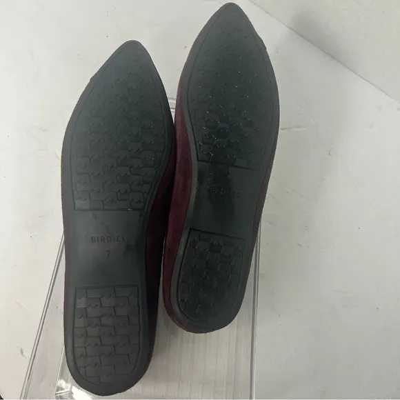 NEW Birdies Women’s The Goldfinch Suede Pointed Toe Elegant Burgundy Flats 7M