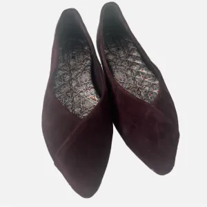 NEW Birdies Women’s The Goldfinch Suede Pointed Toe Elegant Burgundy Flats 7M