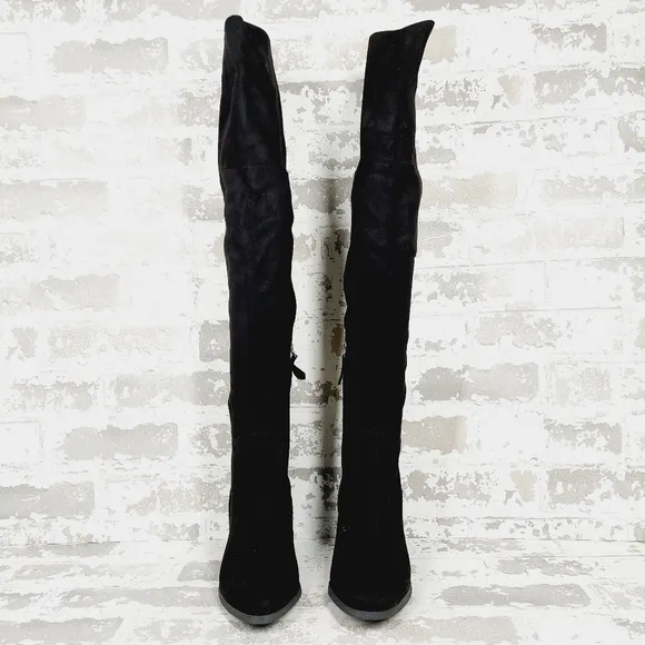 NEW BP. Luke Black Side Zip Block Heel Over The Knee Boots E777