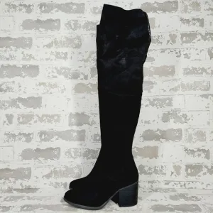 NEW BP. Luke Black Side Zip Block Heel Over The Knee Boots E777