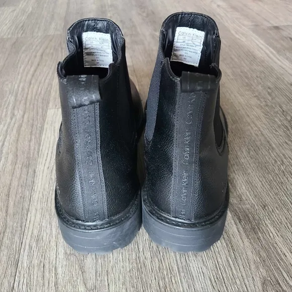 New Calvin Klein Boots, Men's Boots, Faux Leather, Black Boots
