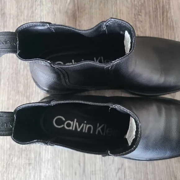 New Calvin Klein Boots, Men's Boots, Faux Leather, Black Boots
