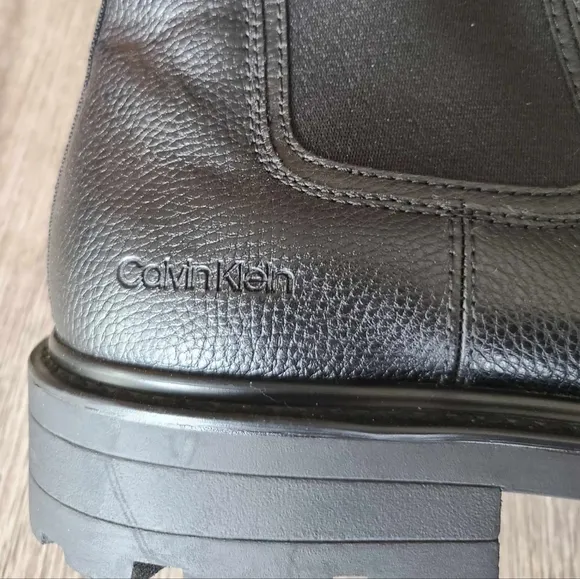 New Calvin Klein Boots, Men's Boots, Faux Leather, Black Boots
