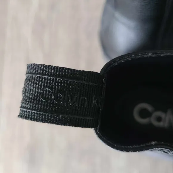 New Calvin Klein Boots, Men's Boots, Faux Leather, Black Boots